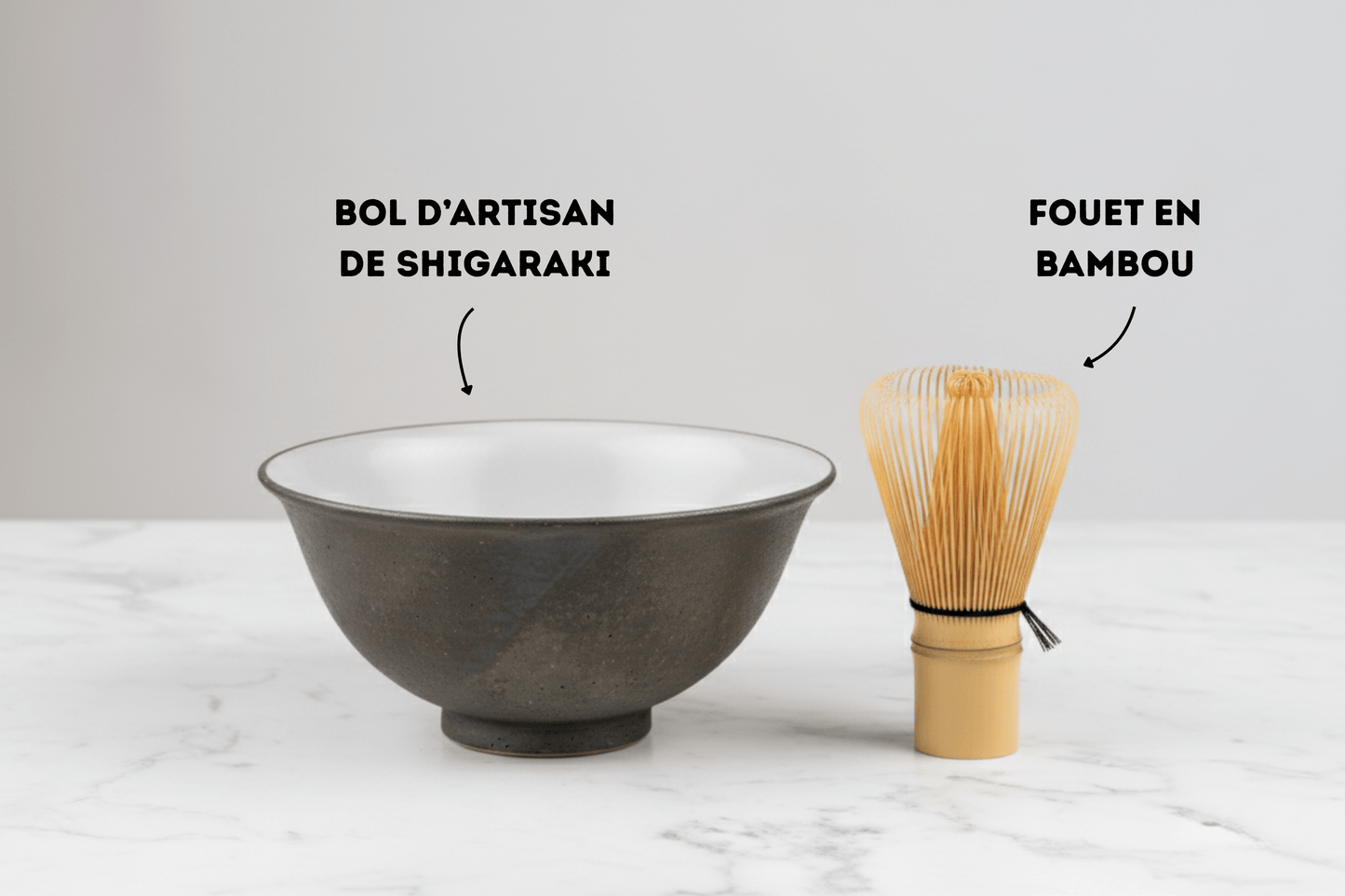 bol à thé matcha d'artisan de Shigaraki